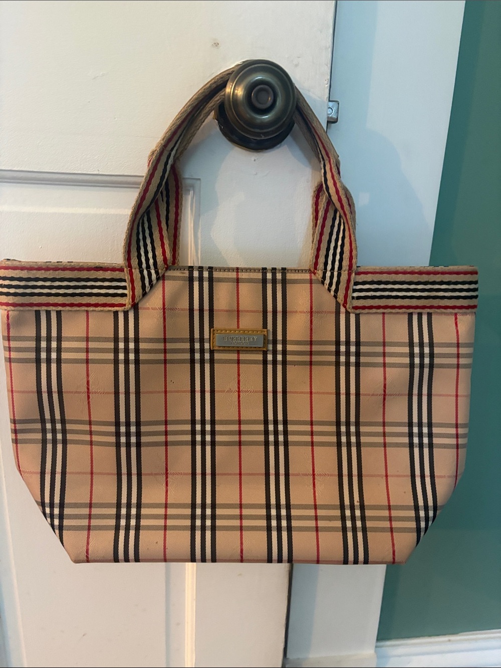 Burberry Tote Bag with Striped Handles